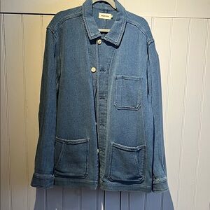 Taylor Stitch shirt jacket barn-coat in textured Japanese indigo cotton.
